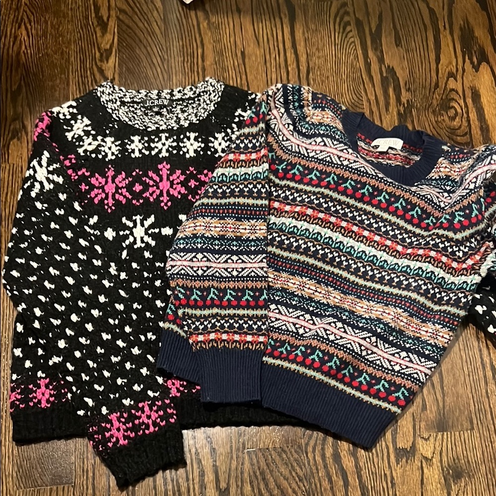 Set of 2 J. Crew Women's Multicolor Christmas/Winter Sweaters, Size S